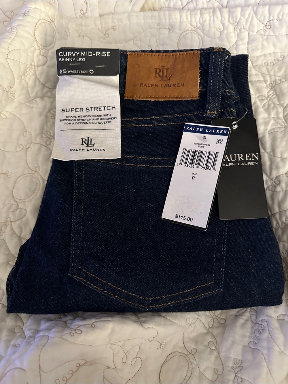 Ralph Lauren Dark Indigo Curvy Mid-Rise Skinny Jeans